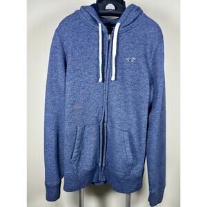 Hollister Full Zip Drawstring Hoodie Blue Jacket Men's Unisex Medium